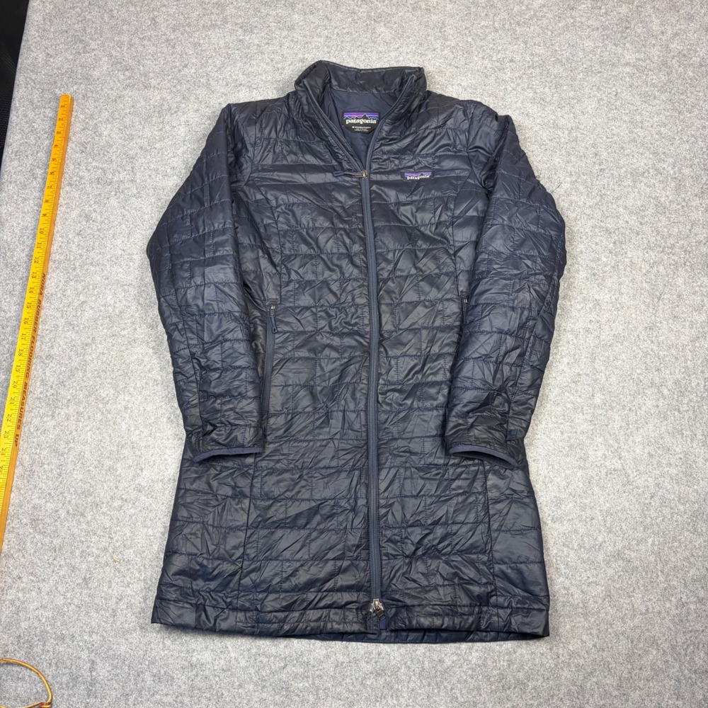 Patagonia Nano Puff Parka Womens Medium Navy Blue Quilted Insulated Jacket Coat